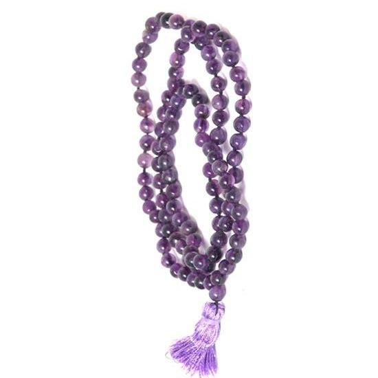 Natural Amethyst Mala โ 108 Beads with Tassel