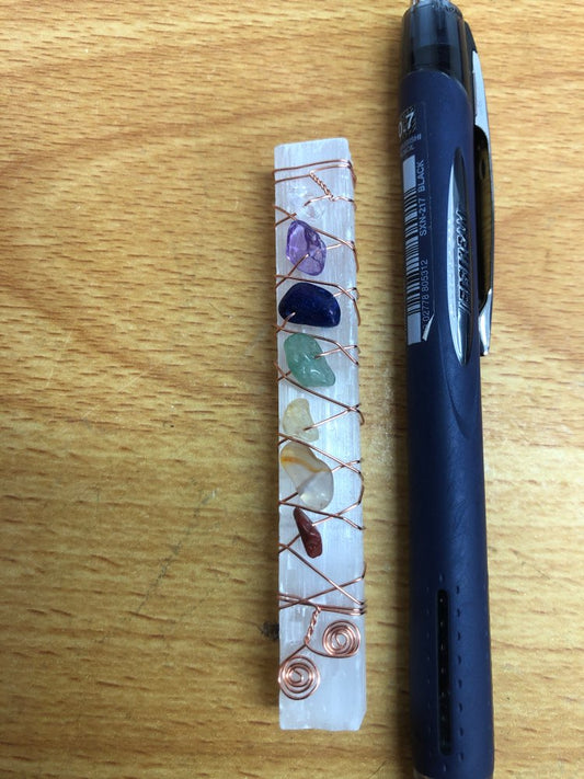 Chakra Selenite Healing Wand – Energy Balancer + Meditation Tool