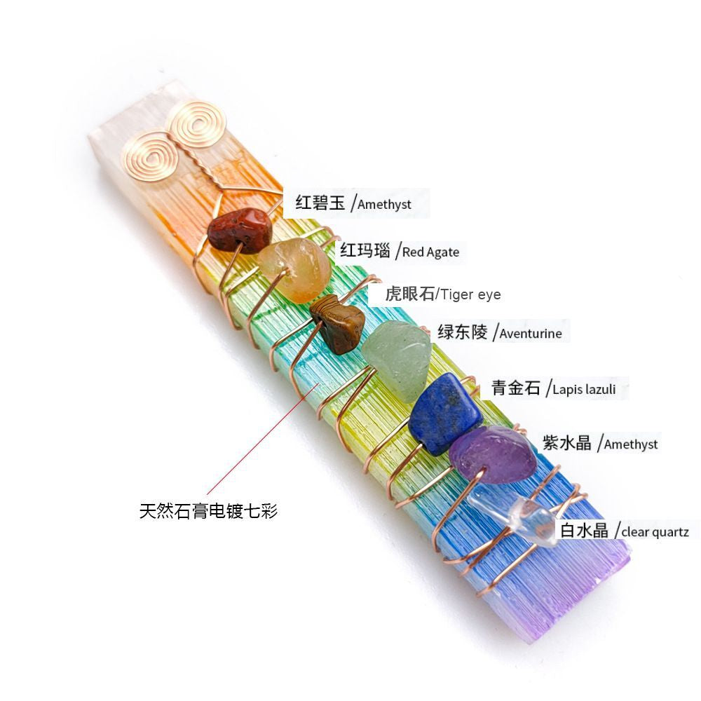 Chakra Selenite Healing Wand – Energy Balancer + Meditation Tool