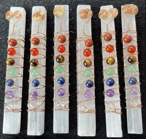 Chakra Selenite Healing Wand – Energy Balancer + Meditation Tool